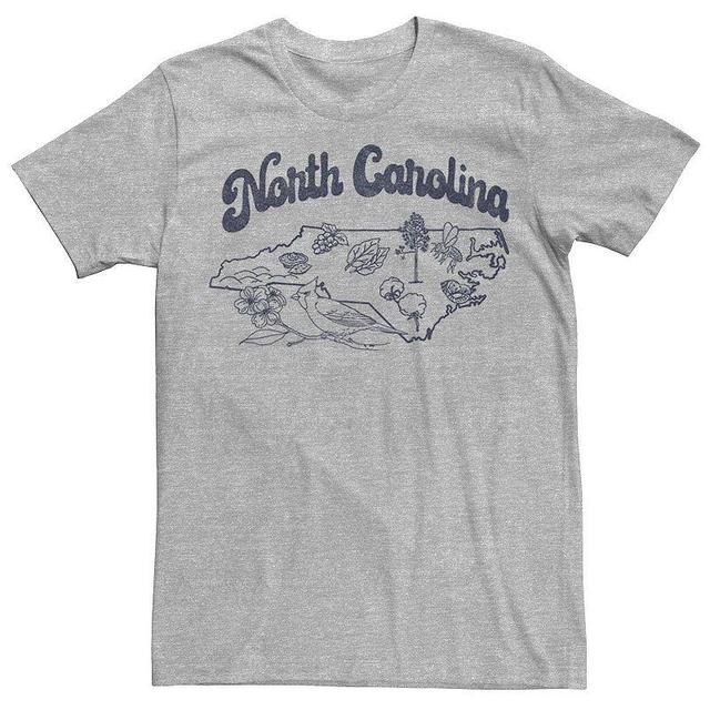 Mens North Carolina Landmarks Map Sketch Tee Athletic Grey Product Image