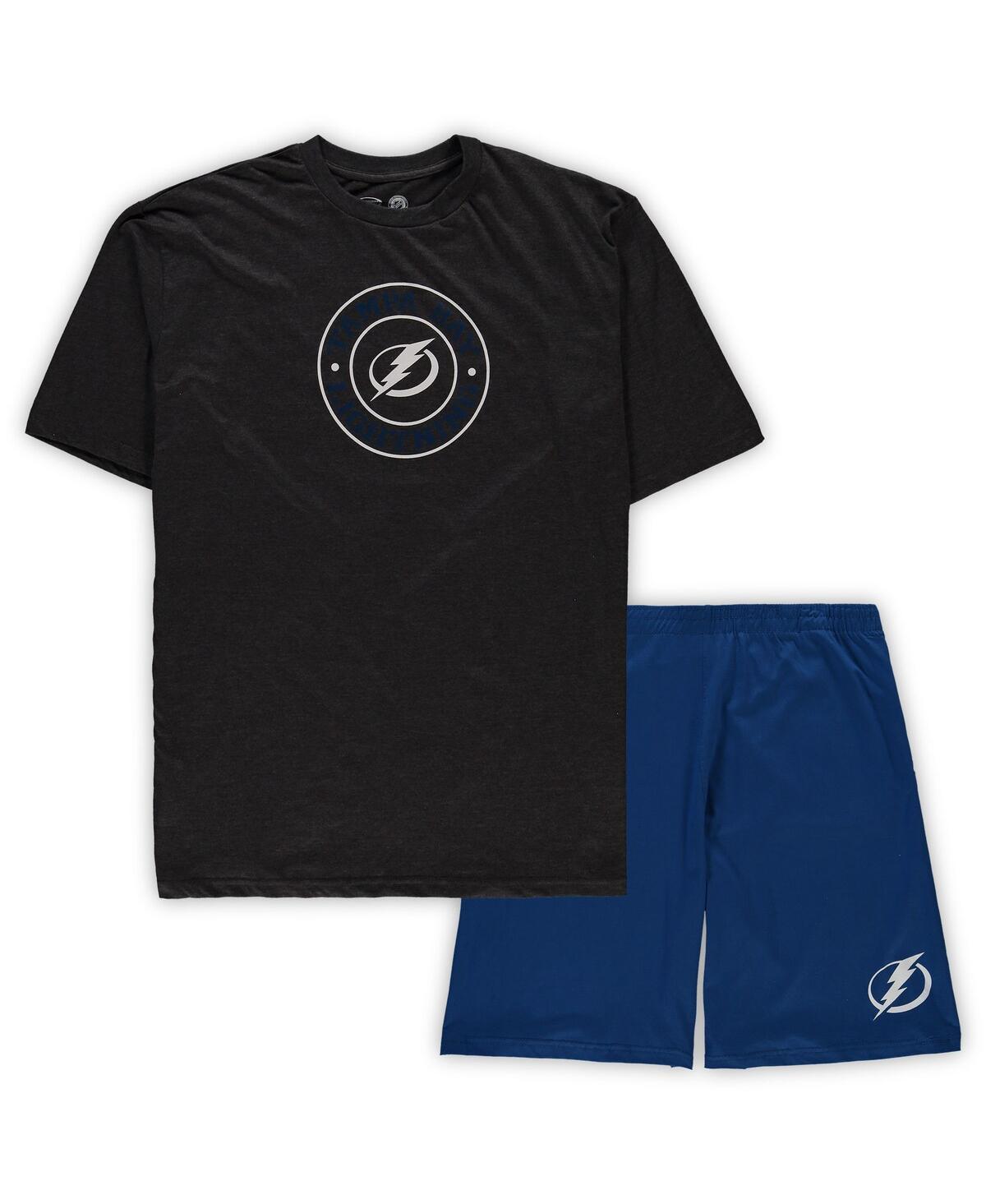 Mens Concepts Sport Blue/Heathered Charcoal Tampa Bay Lightning Big & Tall T-Shirt & Shorts Sleep Set Product Image