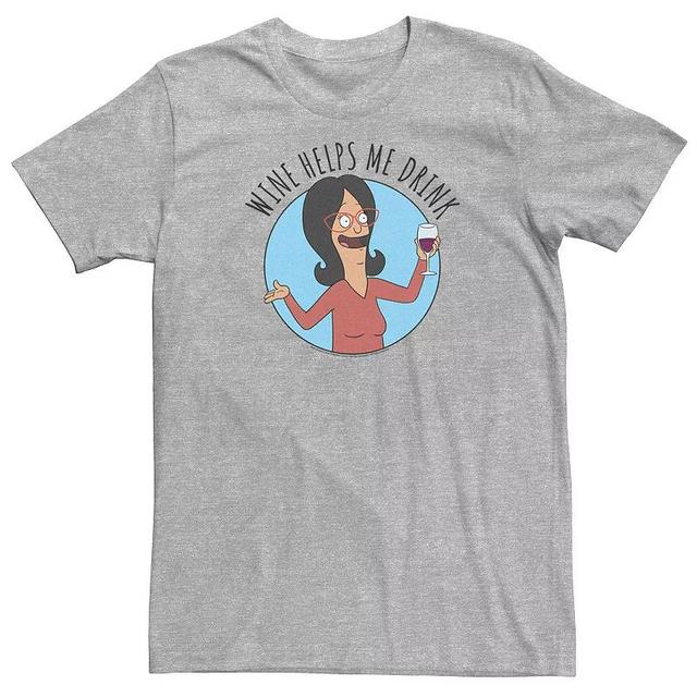 Big & Tall Bobs Burgers Linda Wine Helps Me Drink Tee, Mens Athletic Grey Product Image