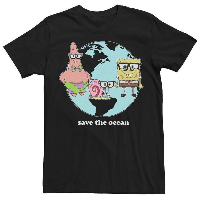 Mens Nickelodeon SpongeBob SquarePants Group Save The Ocean Tee Black Product Image