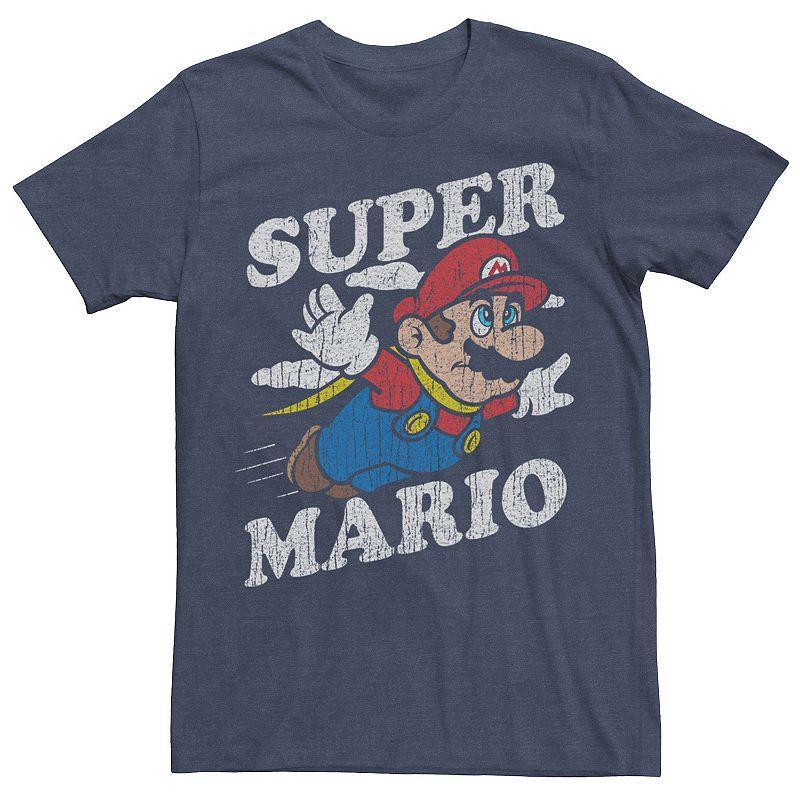 Mens Nintendo Super Mario Classic Flying Tee Navy Grey Product Image