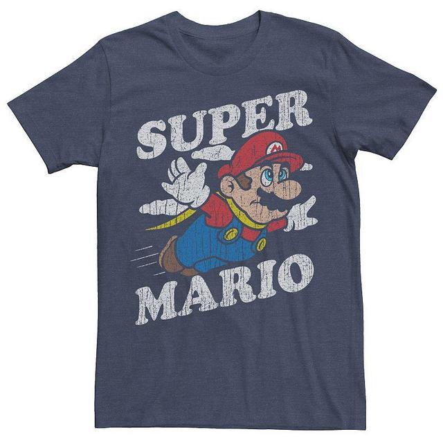 Mens Nintendo Super Mario Classic Flying Tee Navy Grey Product Image