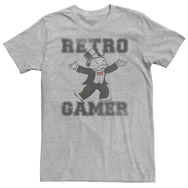 Big & Tall Monopoly Uncle Pennybags Retro Gamer Tee, Mens Athletic Grey Product Image