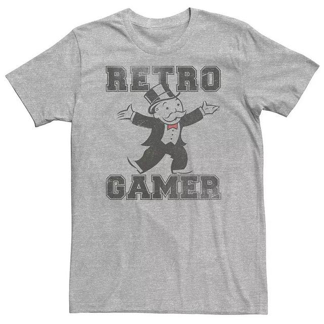 Big & Tall Monopoly Uncle Pennybags Retro Gamer Tee, Mens Athletic Grey Product Image