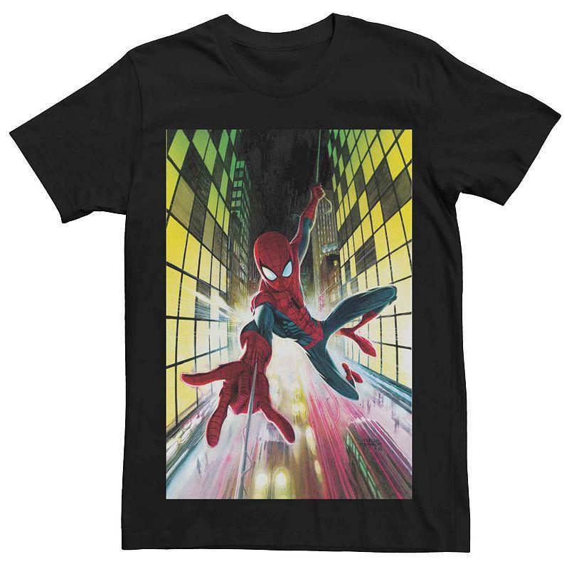 Mens Marvels Spider-Man Swinging Comic Cover Tee Product Image