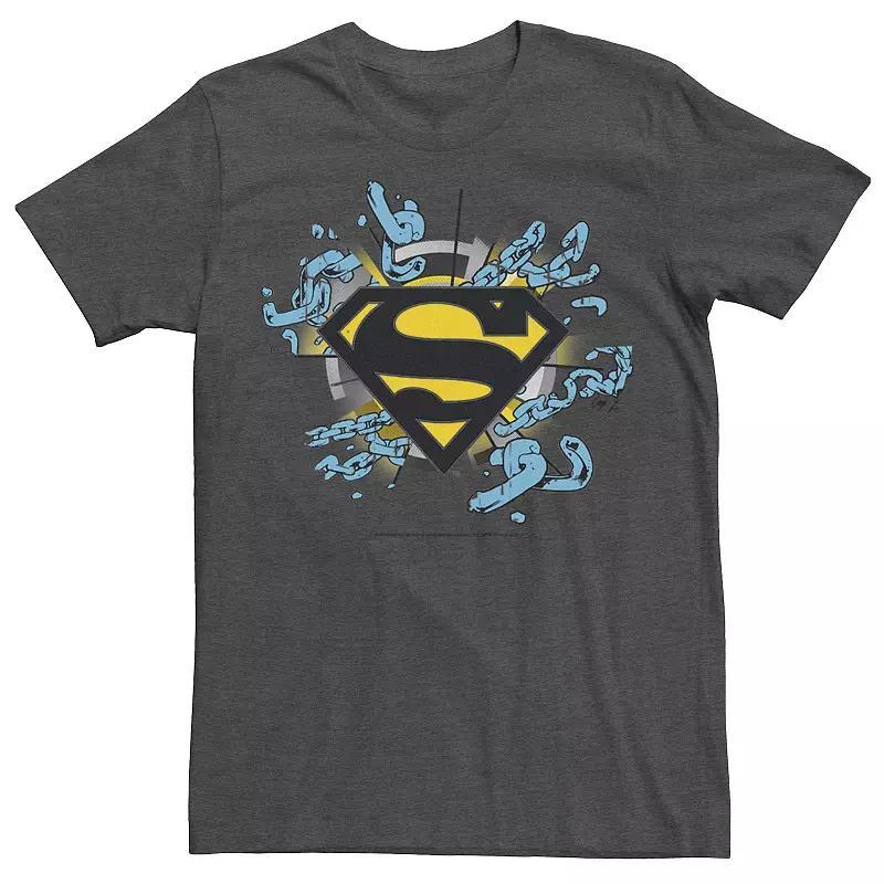 Mens DC Comics Superman Chain Link Logo Tee Grey Heather Product Image