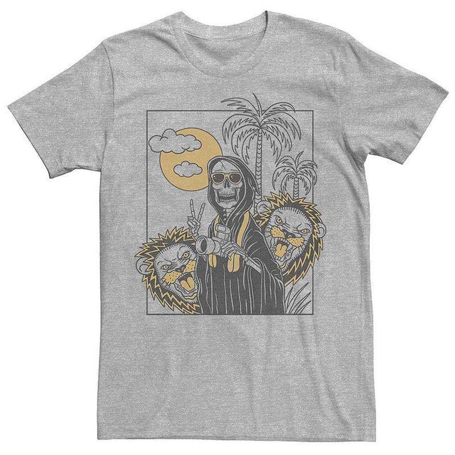 Mens Grim Reaper Safari Line Art Portrait Graphic Tee Grey Product Image