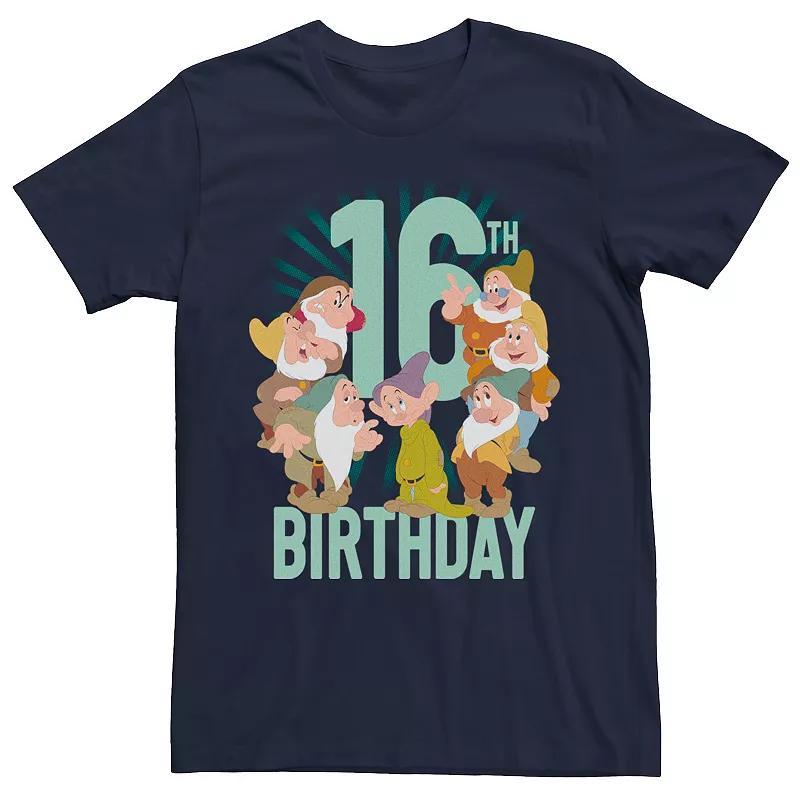 Mens Disney Snow White Dwarfs Group Shot 16th Birthday Tee Blue Product Image