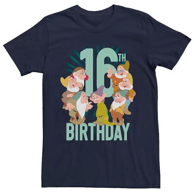 Disneys Snow White Dwarfs Group Shot Mens 16th Birthday Tee Blue Product Image