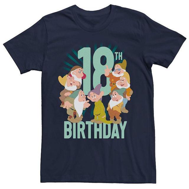 Disneys Snow White Mens Dwarfs Group Shot 18th Birthday Graphic Tee Blue Product Image