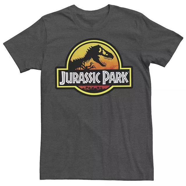 Mens Jurassic Park Sunset Circle Logo Outlined Tee Grey Heather Product Image