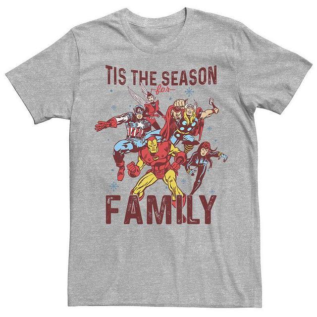 Mens Marvel Tis The Season For Family Vintage Action Portrait Tee Athletic Grey Product Image