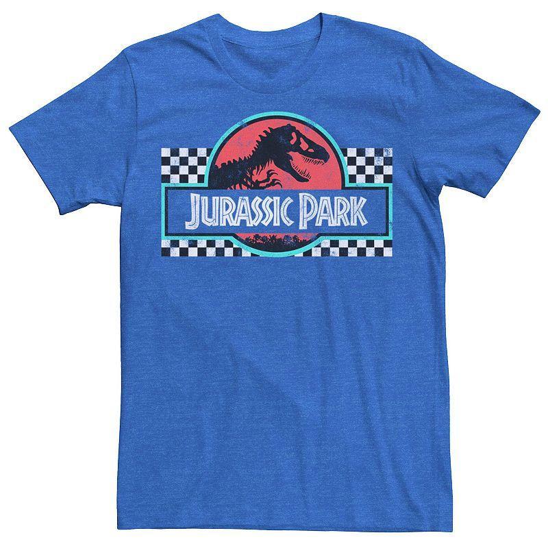 Mens Jurassic Park Retro Colors Checkered Logo Tee Royal Grey Product Image