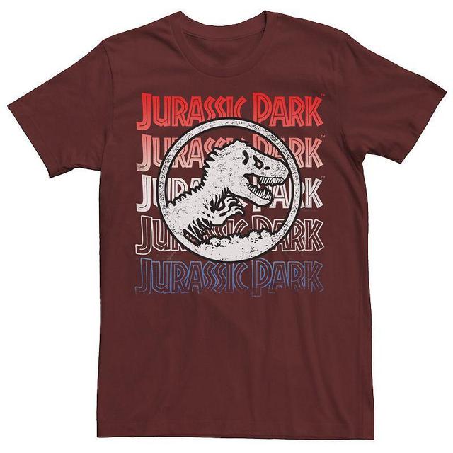 Mens Jurassic Park Red White And Blue Title Graphic Tee Product Image