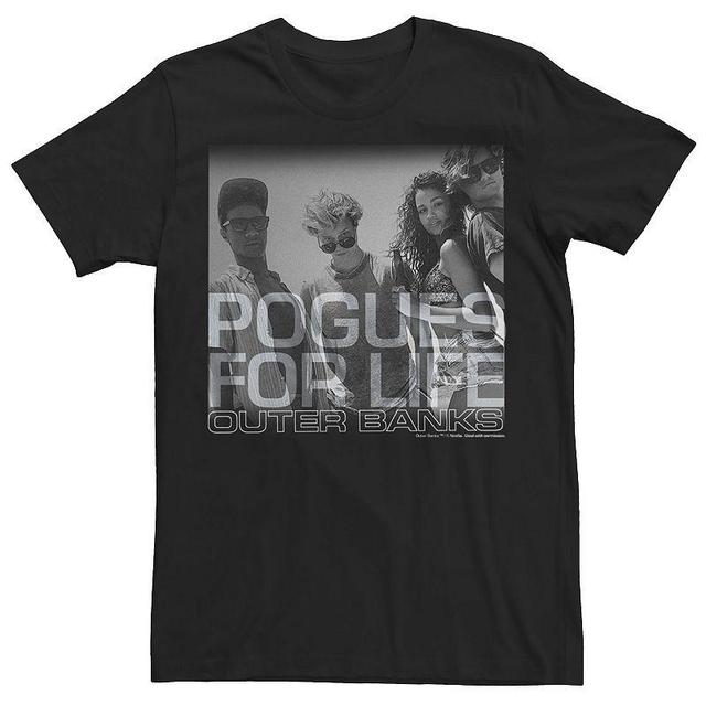 Mens Outer Banks Pogues For Life Group Photo Greyscale Tee Black Product Image