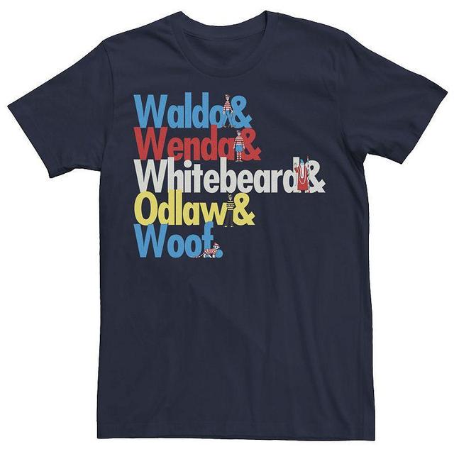 Mens Wheres Waldo Colorful Character Name Stack Graphic Tee Blue Product Image