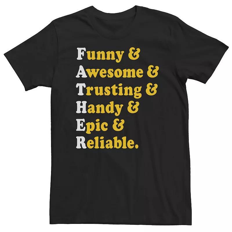 Big & Tall Fathers Day Attributes Word Stack Tee, Mens Product Image