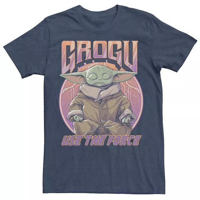 Mens Star Wars The Mandalorioan Zen Grogu Use The Force Poster Tee Navy Grey Product Image