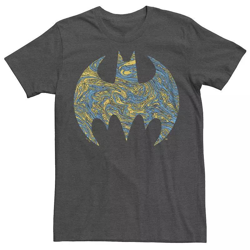 Mens Batman Water Print Logo Graphic Tee Grey Heather Product Image