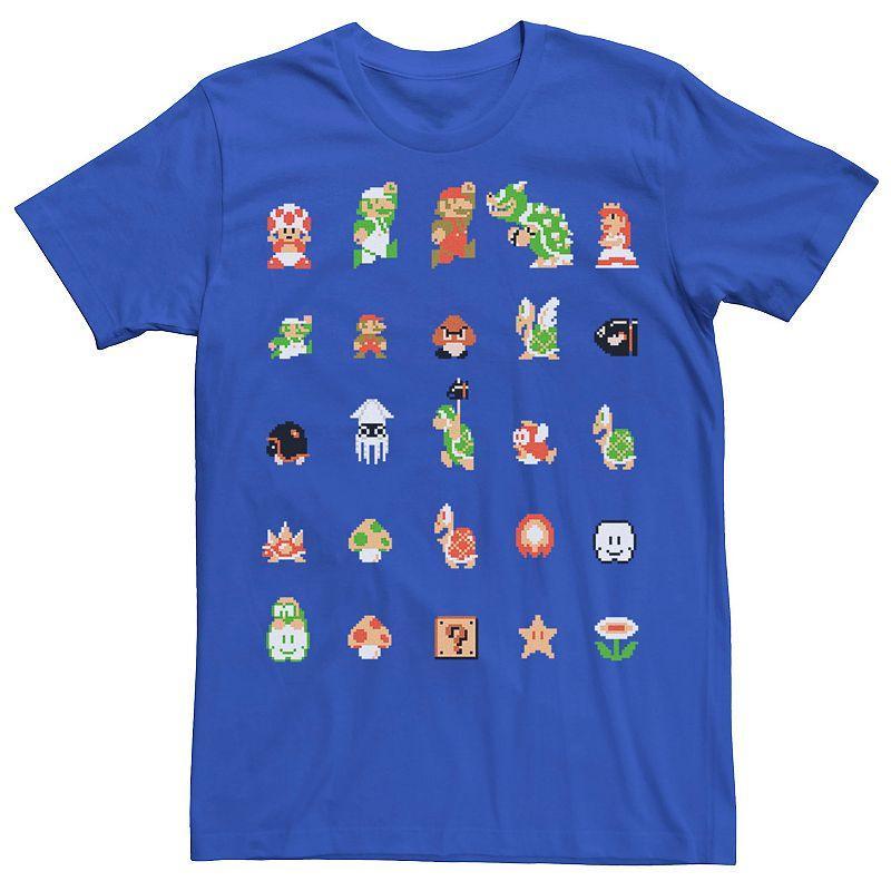 Mens Nintendo Super Mario 8-bit Retro Icon Grid Tee Product Image