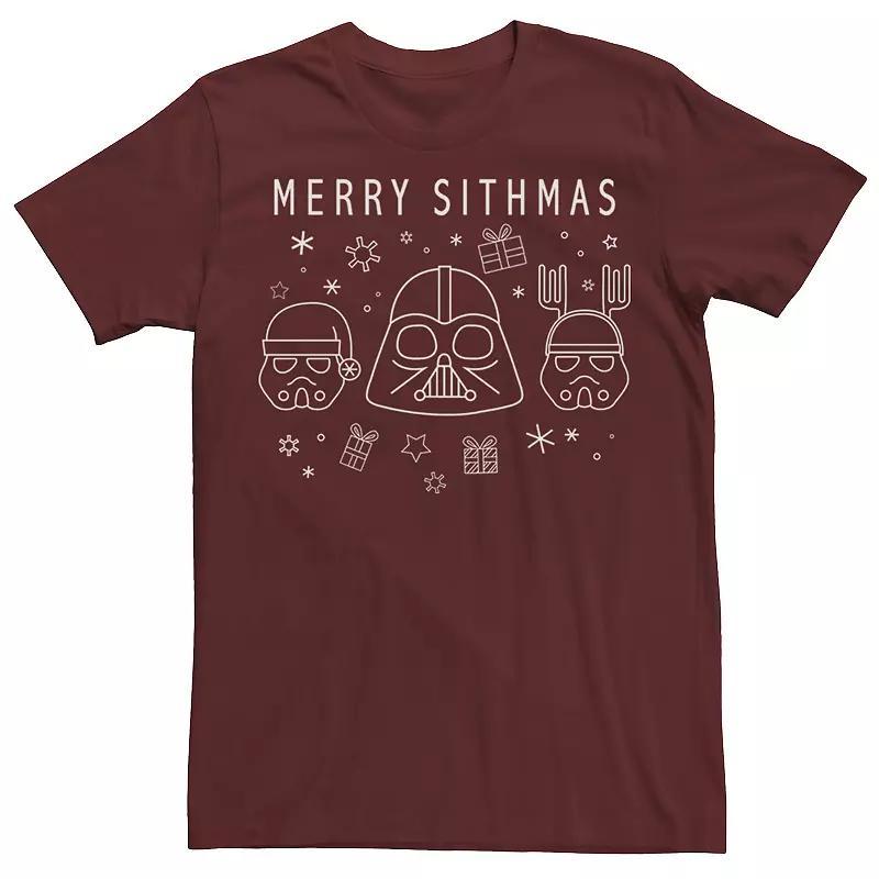 Mens Star Wars Christmas Merry Sithmas Line Art Graphic Tee Red Product Image