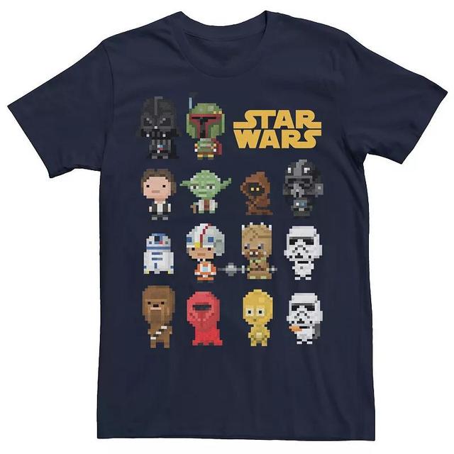 Mens Star Wars Heroes Villains 8-Bit Pixel Sprites Graphic Tee Blue Product Image