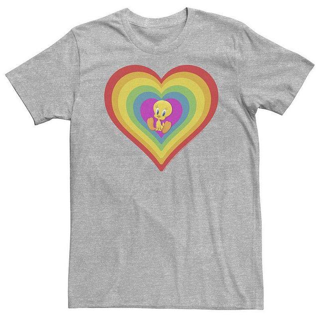 Big & Tall Looney Tunes Pride Tweety Rainbow Heart Tee, Mens, Size: XL Tall, Med Grey Product Image