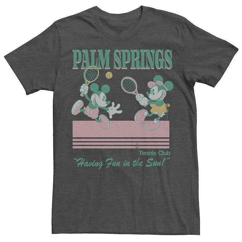 Mens Disneys Mickey Mouse And Minnie Mouse Playing Tennis Tee Dark Grey Product Image