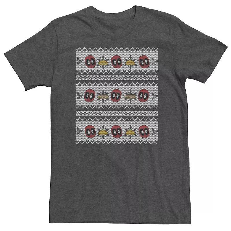 Big & Tall Marvel Deadpool Ugly Christmas Sweater Food Tee, Mens Product Image