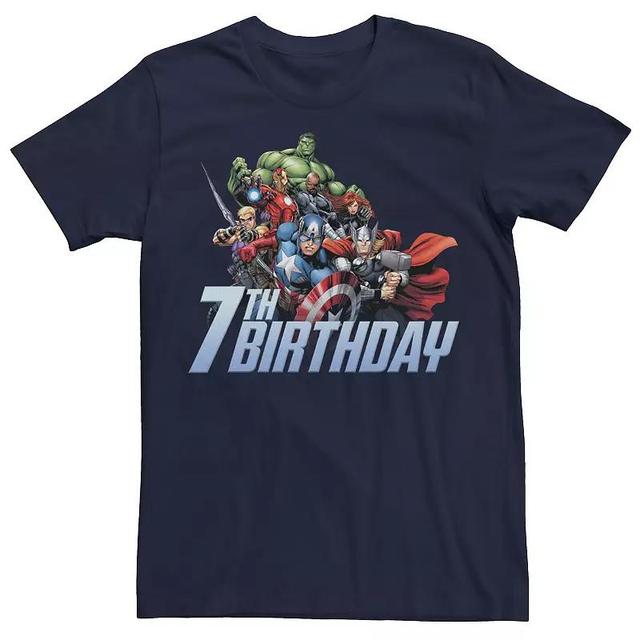 Mens Marvel Avengers Action Shot 7th Birthday Tee Blue Product Image