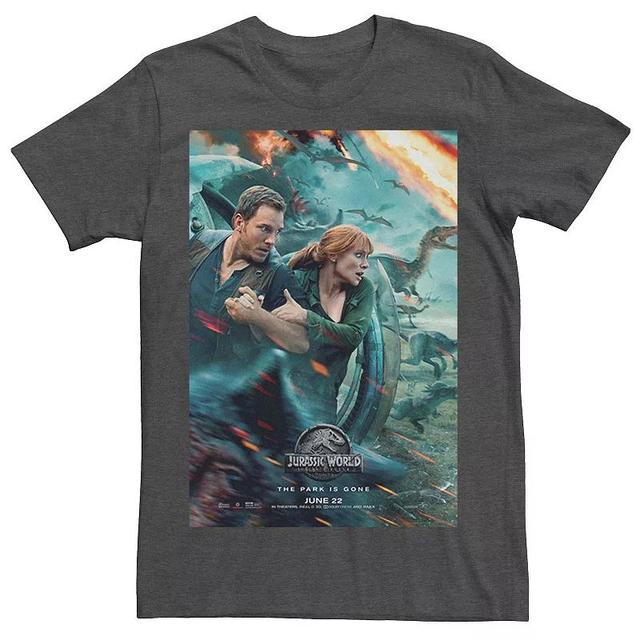 Mens Jurassic World Two Owen Claire Movie Poster Tee Grey Heather Product Image