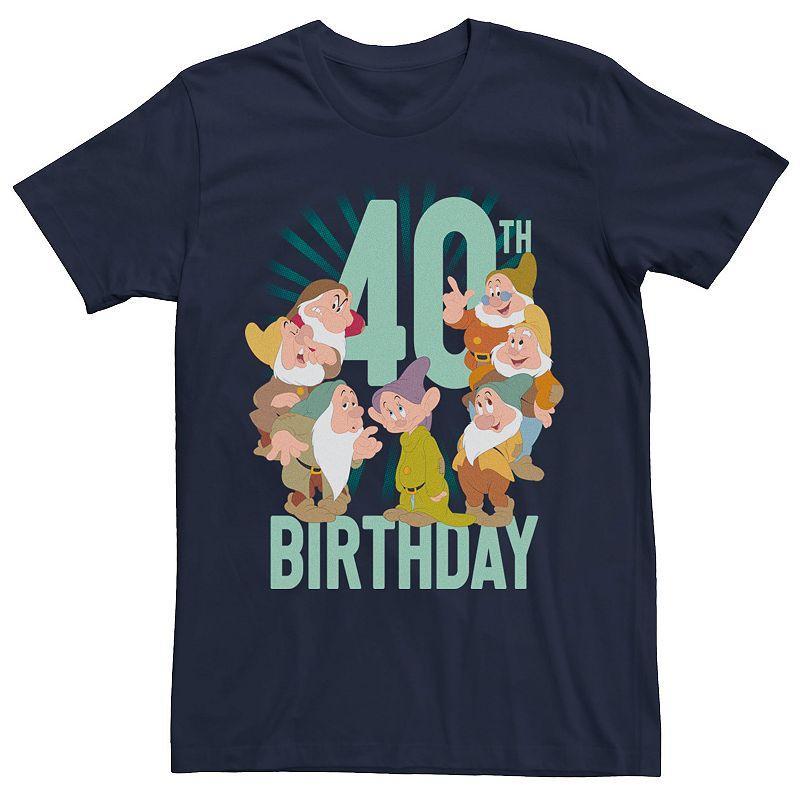 Disneys Snow White Mens Dwarfs Group Shot 40th Birthday Graphic Tee Blue Product Image