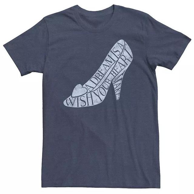 Big & Tall Disney Cinderella Glass Slipper Quote Fill Tee, Mens Navy Grey Product Image