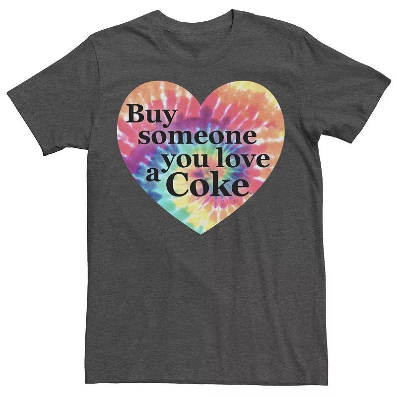 Adult Coca-Cola Pride Buy Someone You Love A Coke Tie Dye Heart Tee, Mens Grey Heather Product Image