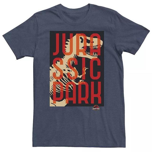 Big & Tall Jurassic Park Split Typography T-Rex Bones Tee, Mens Navy Grey Product Image