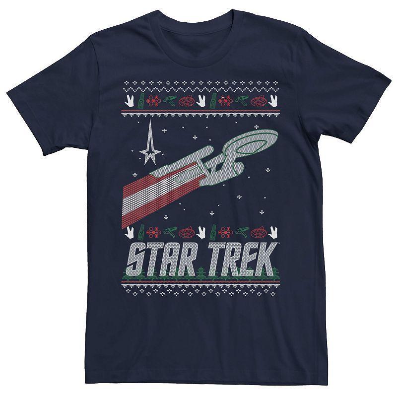 Mens Star Trek Original Series Holiday Enterprise Tee Blue product image