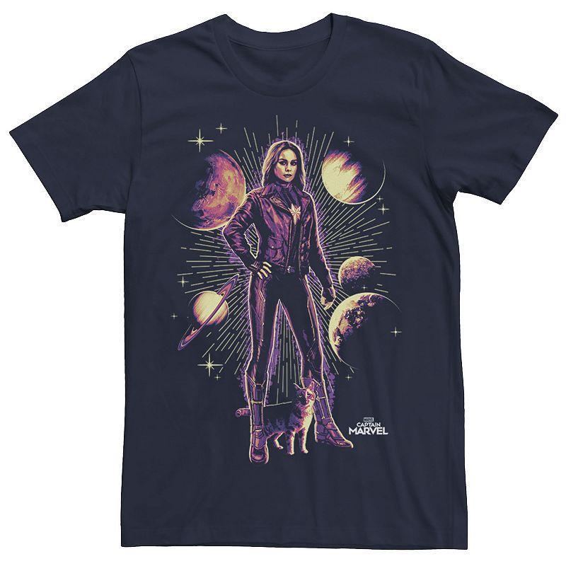 Marvel Mens Captain Marvel Galaxy Goose Portrait, Short Sleeve T-shirt Product Image