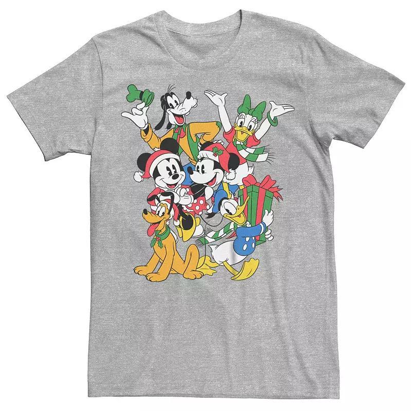 Disneys Mickey Mouse Mens And Friends Christmas Gathering Tee Athletic Grey Product Image