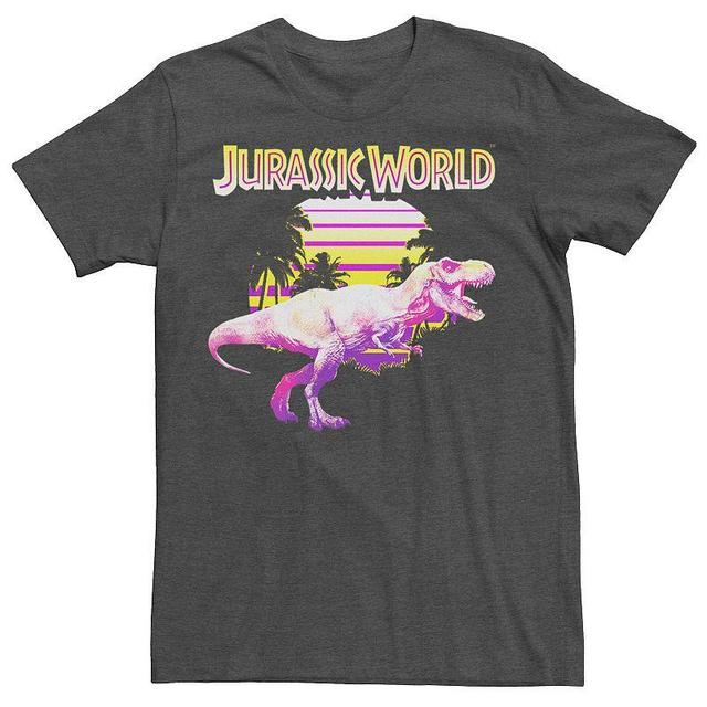 Mens Jurassic World Neon Purple & Yellow T-Rex Tee Grey Heather Product Image