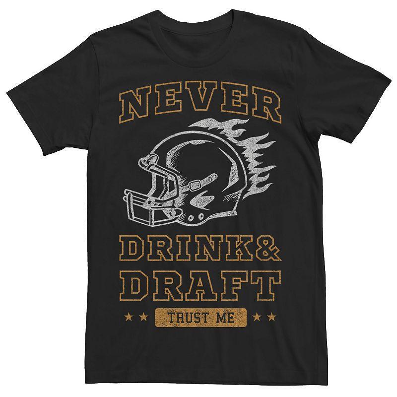 Mens Never Drink And Draft Fantasy Football Tee Product Image