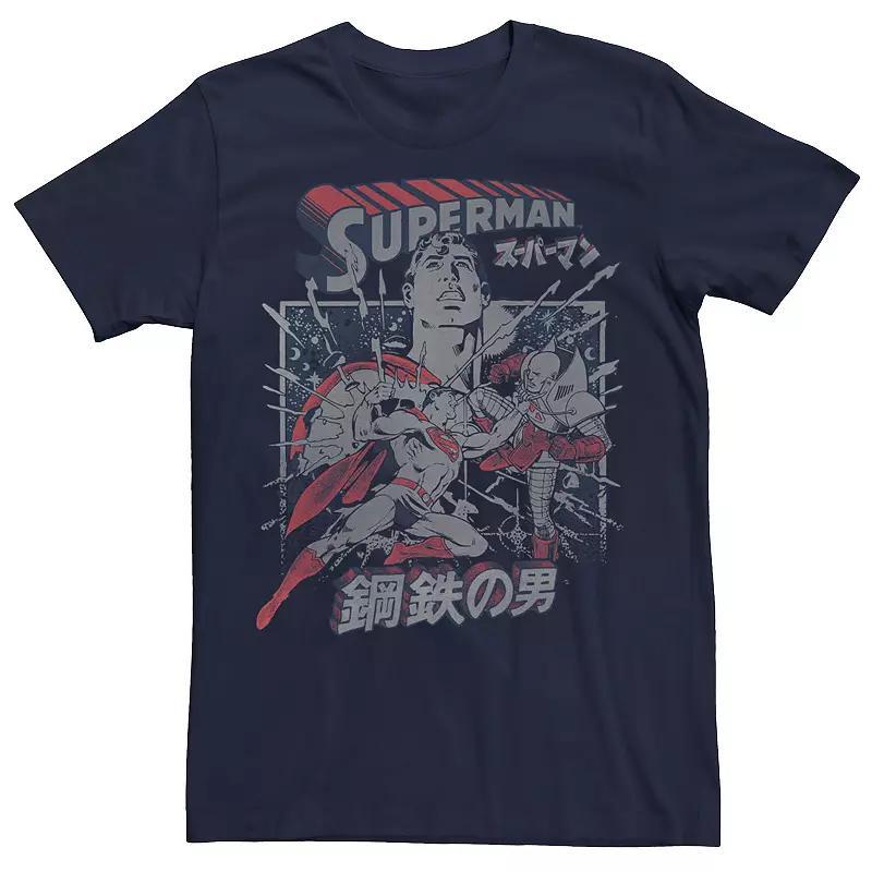 Mens DC Comics Superman Kanji Krypton Poster Tee Blue Product Image