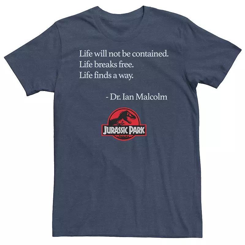 Mens Jurassic Park Life Finds A Way Quote Tee Navy Grey Product Image