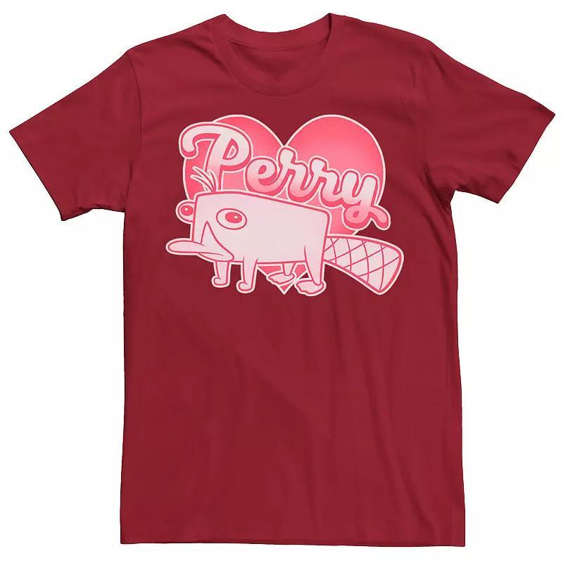 Mens Phineas And Ferb Valentines Day Perry Heart Graphic Tee Red Product Image