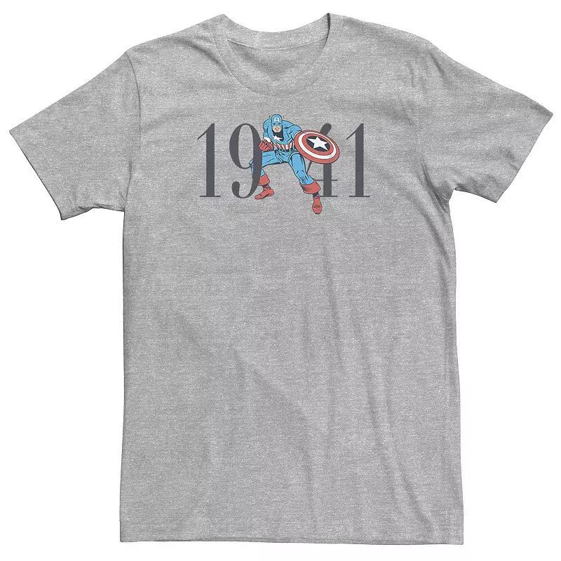 Big & Tall Marvel Retro 1941 Captain America Stance Tee, Mens Athletic Grey Product Image