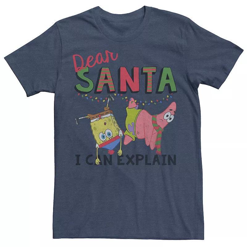 Mens SpongeBob SquarePants Santa I Can Explain Tee Navy Grey Product Image