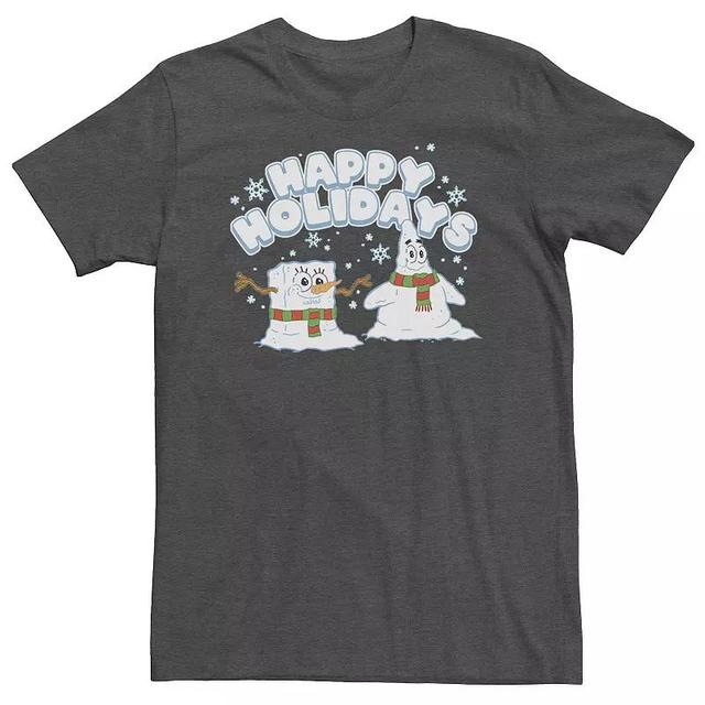 Big & Tall Nickelodeon SpongeBob SquarePants Patrick Star Snowmen Happy Holidays Tee, Mens Grey Heather Product Image