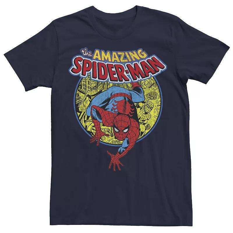 Mens Marvel Amazing Spider-Man Vintage Comic Tee Blue Product Image