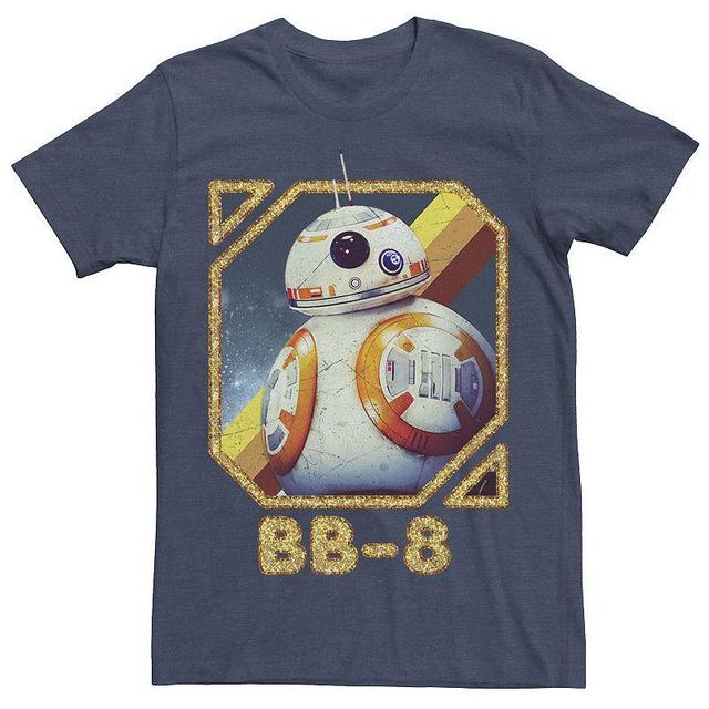 Mens Star Wars BB-8 Vintage Portrait Poster Tee Navy Grey Product Image