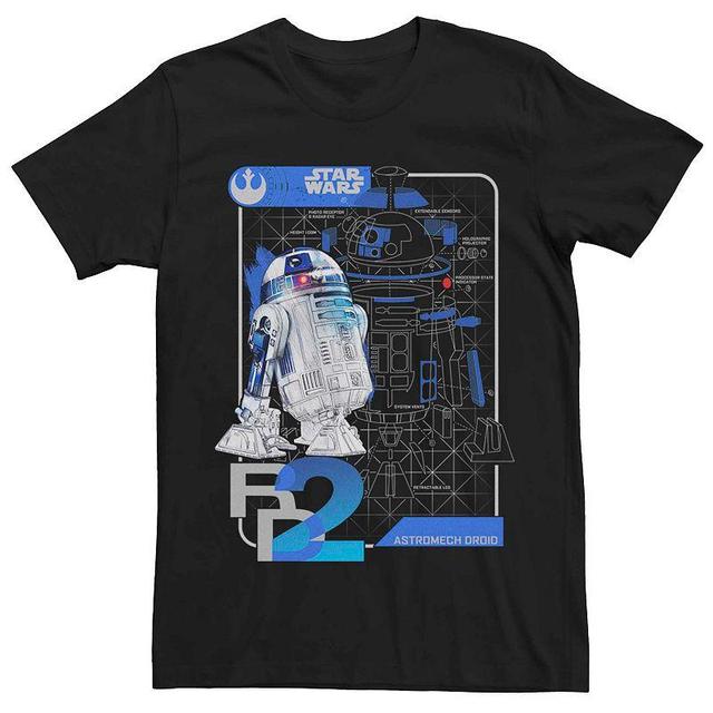 Mens Star Wars R2-D2 Schematic Print Poster Tee Blue Product Image