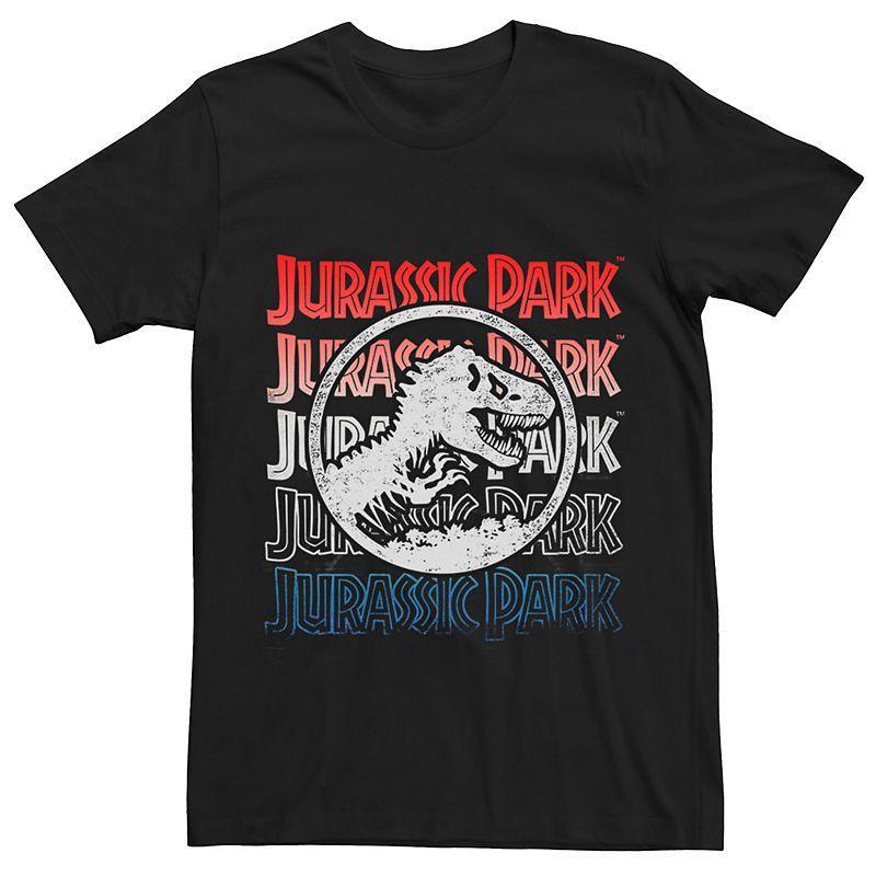 Mens Jurassic Park Red, White, & Blue Tee Product Image